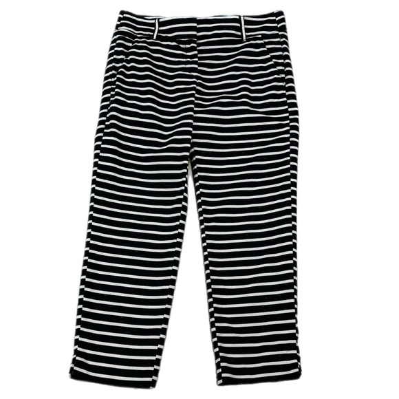 Ann Taylor LOFT Riviera Pant Marisa Fit Woven Ankle Crop Navy Stripe Sz 6 Preppy - Picture 3 of 9